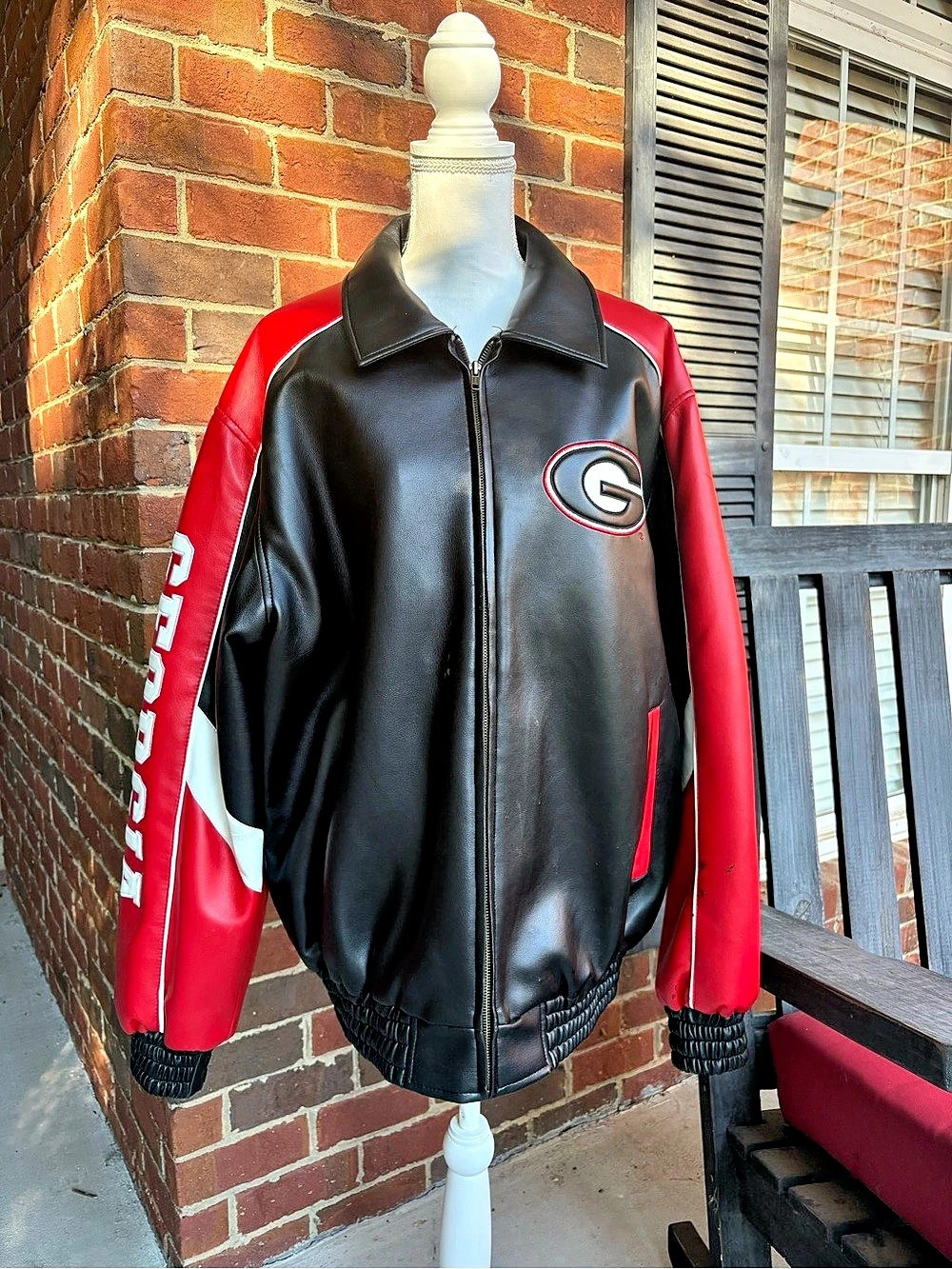 Color Block Varsity Jacket in Black & Red *Georgia Bulldogs*